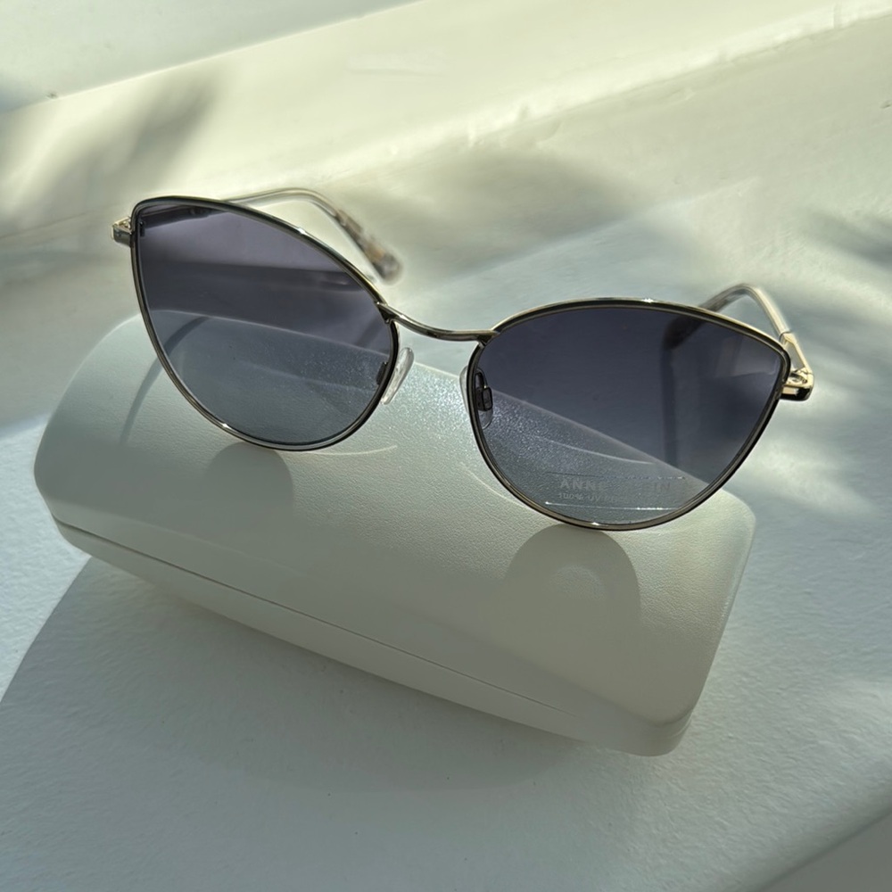 Anne Klein Black Sunglasses Gold Frame